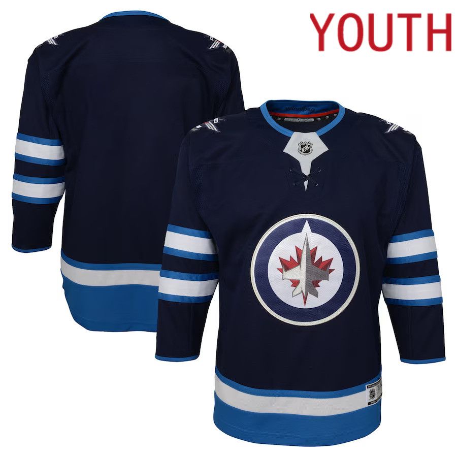 Youth Winnipeg Jets Navy Home Premier NHL Jersey->youth nhl jersey->Youth Jersey